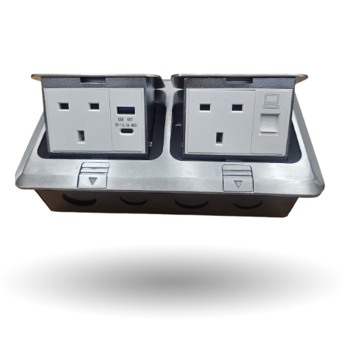 Admore AP18 chrome pop up socket 2 gang 13A USB A USB C RJ45 Qatar